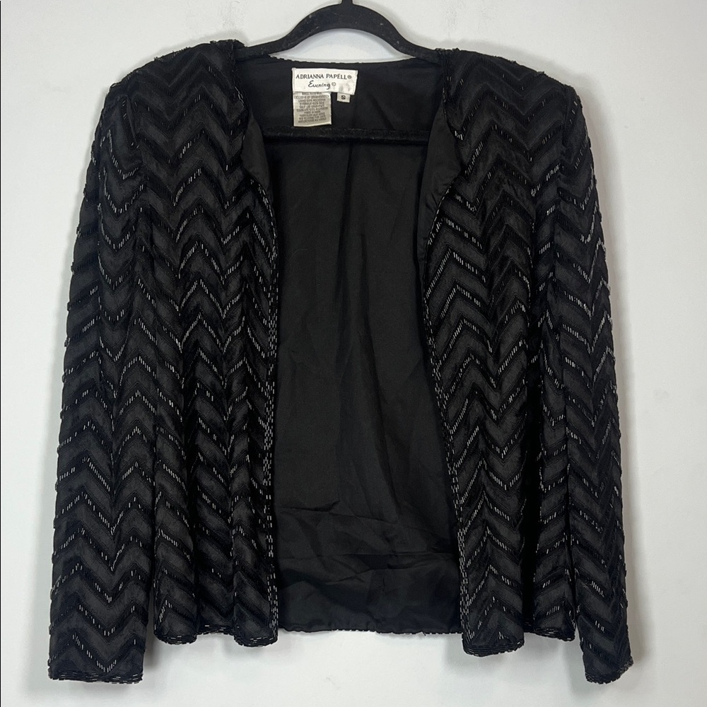 Adrianna Papell Evening Women's Black Elegant Beaded Blazer Size Small